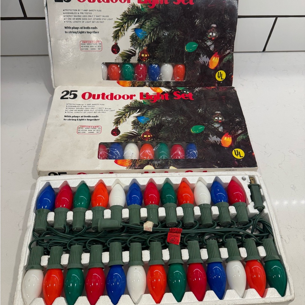 Vintage Outdoor Christmas Lights- 3 Sets - Multicolor